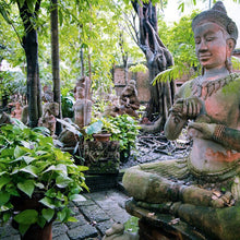 Load image into Gallery viewer, Sacred Buddhist statues in Thailand where the Peepal Tree has deep spiritual significance
